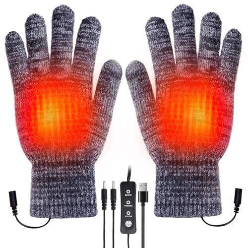 Luckits Guantes calefactables por USB, Dedos completos Guantes de Invierno para Hombres y Mujeres