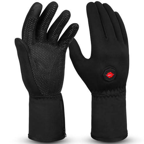 Guantes calefactables Guantes calefactables Mujer Hombre con Calefacción Guantes de Trabajo de Invierno Guantes Finos Calentadores de Manos para Bicicleta Invierno (Negro, S)