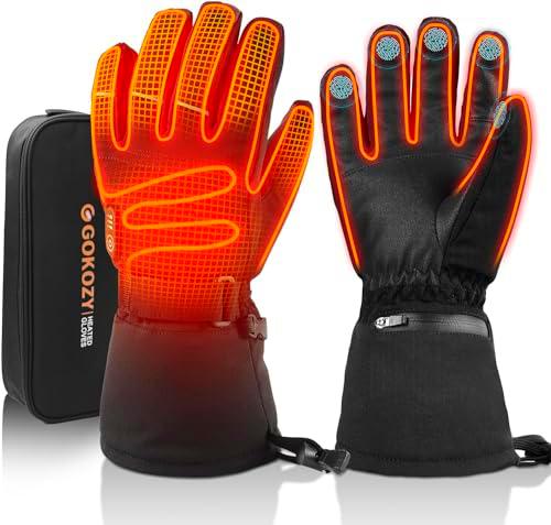 Gokozy Guantes térmicos para hombres y mujeres, guantes eléctricos de motocicleta con batería de 7.4 V 2500 mAh