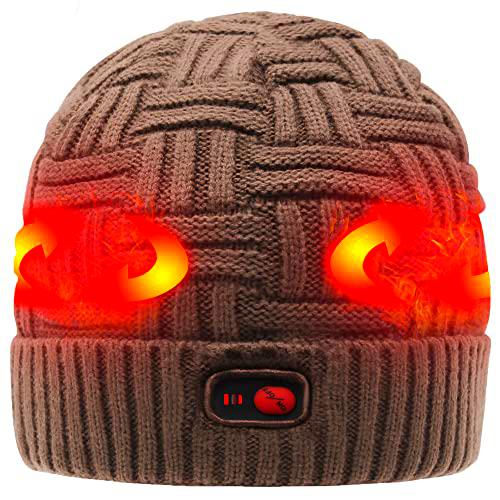 Svpro Gorro térmico con batería recargable de 7,4 V de iones de litio que dura hasta 3-7 horas., caqui, L