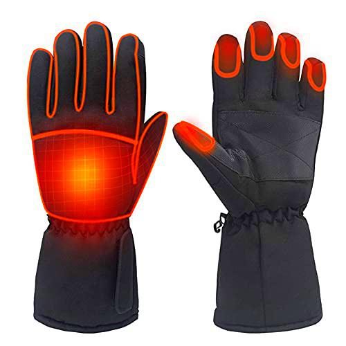 Guantes eléctricos calentados, Riloer 4.5V Unisex pantalla táctil guantes de calefacción invierno esquí