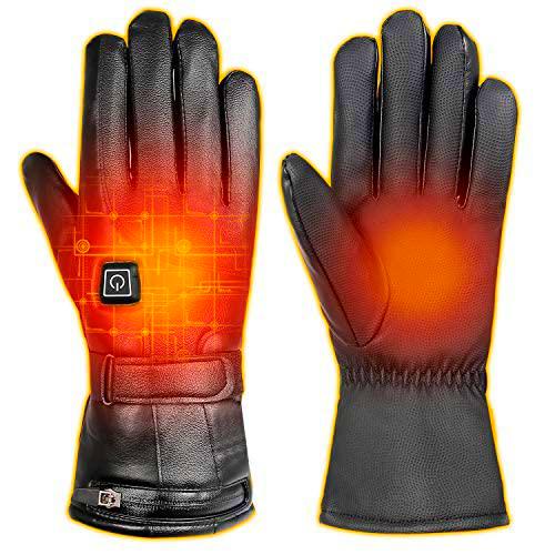 Guantes Calefactables Hombre Mujer Eléctricos con Batería Recargable 4000mAh Guantes Electricos Guantes de Invierno Super Cálido Guantes para moto Calentadores de Mano para Acampada y Marcha (Nero 2)